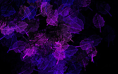 Dark Purple vector doodle pattern with leaves.