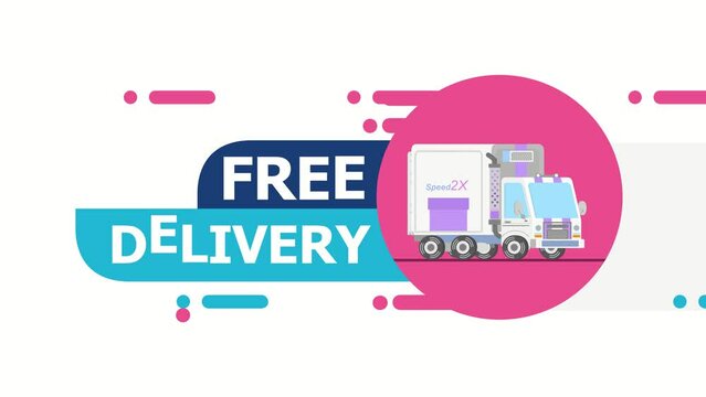 Free delivery, a truck delivering designed
