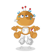 Fototapeta premium voodoo doll fart jumping illustration. character vector