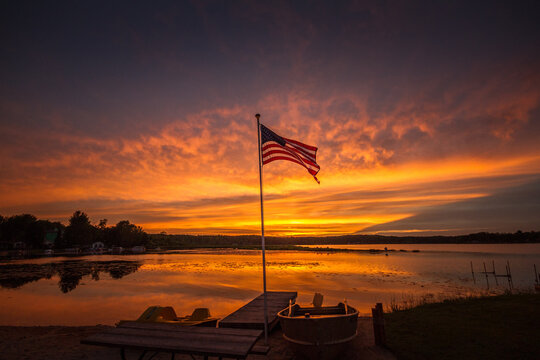 flag at sunset 