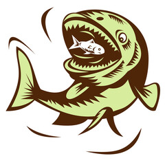 illustration of a big fish eating a small fry