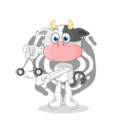 Obraz na płótnie Canvas cow hypnotizing cartoon. cartoon mascot vector
