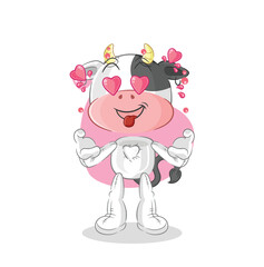 cow fallin love vector. cartoon character