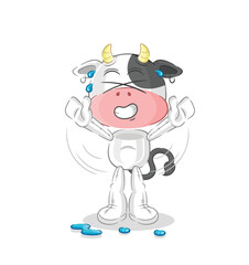 cow stretching character. cartoon mascot vector