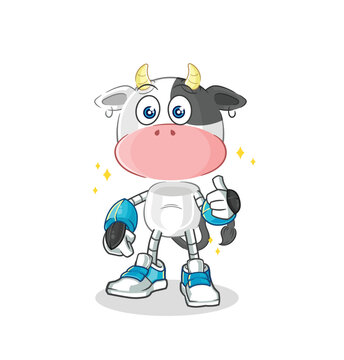 Cow Robot Character. Cartoon Mascot Vector