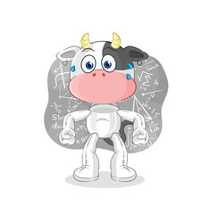 cow thinking hard vector. cartoon character