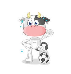 cow playing soccer illustration. character vector