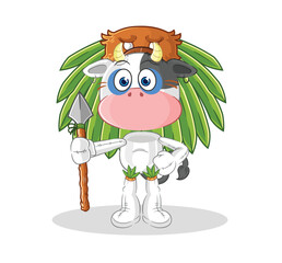 cow tribal man mascot. cartoon vector