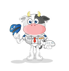 cow pilot mascot. cartoon vector