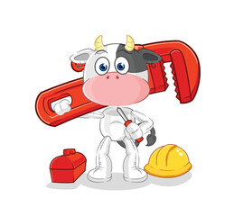 cow plumber cartoon. cartoon mascot vector