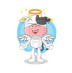 cow angel with wings vector. cartoon character