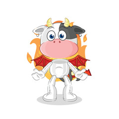 cow demon with wings character. cartoon mascot vector