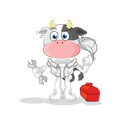 cow mechanic cartoon. cartoon mascot vector