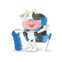cow go camping mascot. cartoon vector