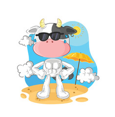 cow sunbathing in summer. character vector