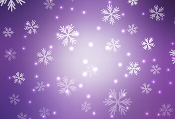 Naklejka na ściany i meble Light Purple vector background with xmas snowflakes, stars.