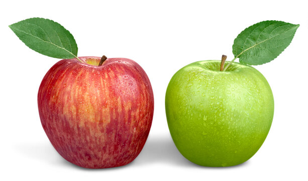 Two Red And Green Apples Isolated On White