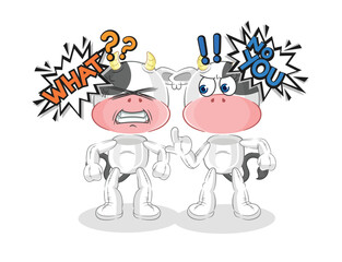cow arguing each other cartoon vector