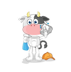 cow cleaner vector. cartoon character