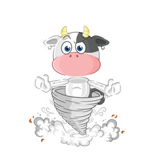 cow in the tornado cartoon character vector