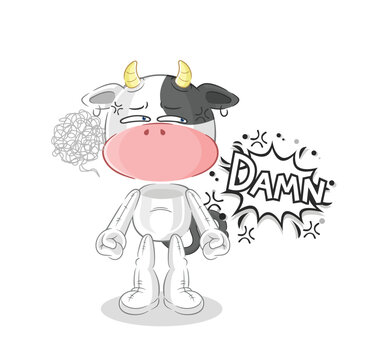 cow very pissed off illustration. character vector