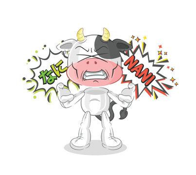 cow anime angry vector. cartoon character