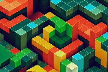 Colorful blocks abstract geometric 3d background banner wallpaper 