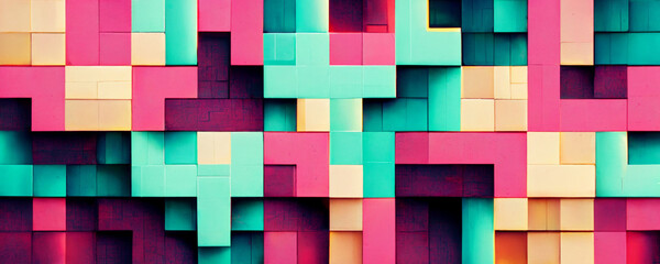 Colorful squares abstract geometric pastel background banner wallpaper 