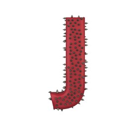 Red Spike Leather Themed Font  Letter J