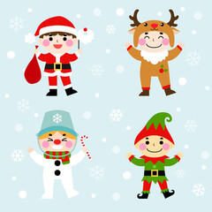 Children wear Christmas costume illustration