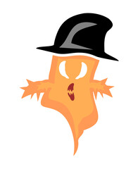 Halloween ghost with black hat vector illustration