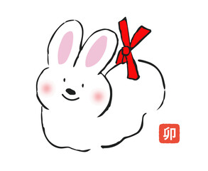2023年賀状うさぎ　可愛い張り子イラスト