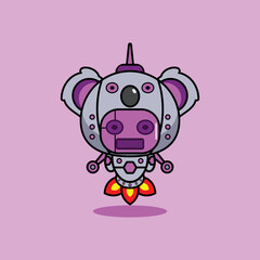 vector illustration of cartoon character mascot costume animal rocket cute robot koala