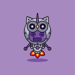 vector illustration of cartoon character mascot costume animal rocket cute robot owl