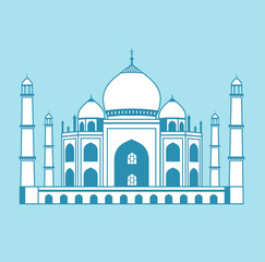 Taj Mahal - India | World famous buildings vector illustration