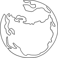 earth doodle continuous line freehand drawing. 