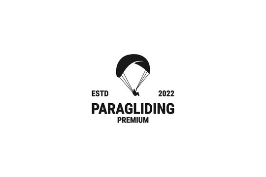 Flat paragliding logo design template illustration