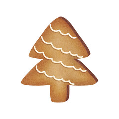 Christmas gingerbread cookie watercolor clipart