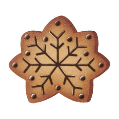 Christmas gingerbread cookie watercolor clipart