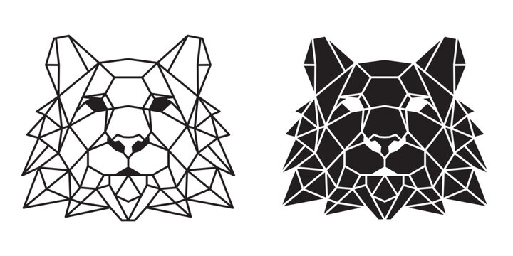 Tiger face mesh design vector art template black and white