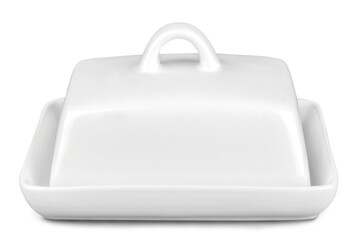 Ceramic butter dish isolated on white background