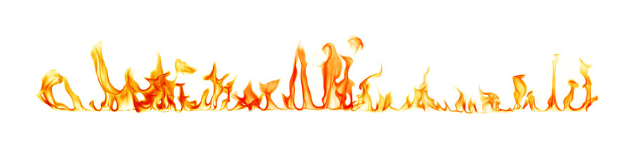 Fire flames on a white background..