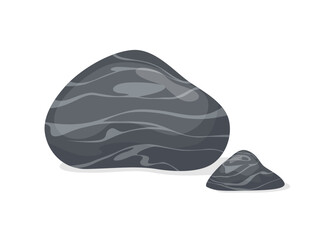 Black striped pebbles on white background