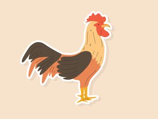 Handdrawn sticker style rooster character