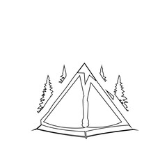 camp and tree design logo outline
