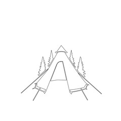 camp and tree design outline