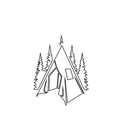 camp and tree logo design outline
