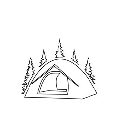 camp and tree logo outline