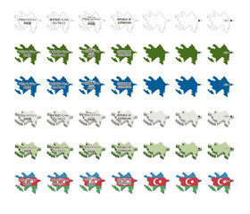 アゼルバイジャン（アジア）イラストセット