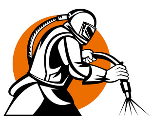 illustration of a sanblaster at work